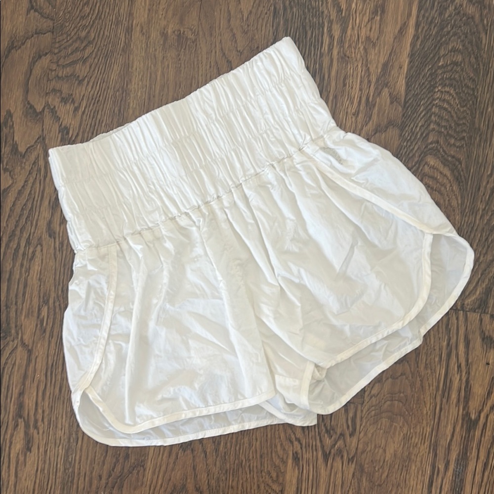 Free People White Athletic Shorts high waisted smocked medium